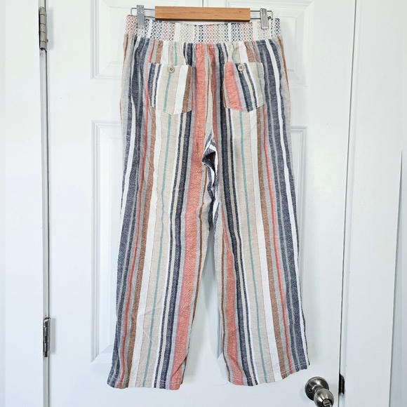3/$25 Style Me Petites Linen Blend Striped Crop Pants L - Picture 5 of 6